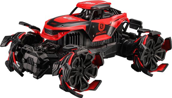 Monster Truck Explosive Wheels Stunt Car Fahrzeug - 2 Batterien - rot