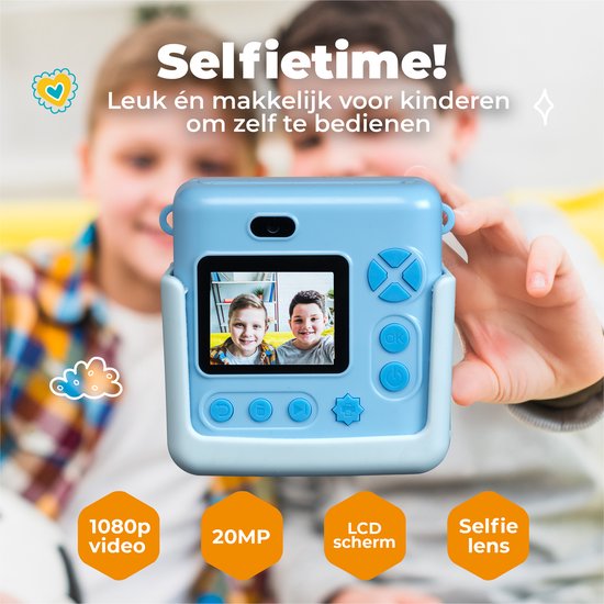 Denver Kinderkamera Full HD mit Drucker - Selfie-Kamera - 20MP - Blau