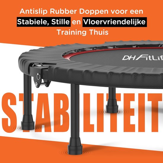 DH FitLife Fitness Indoor Trampolin faltbar ohne Montage | Ø102 cm 40 Inch | Belastbarkeit 150 KG | 4 verstellbare Griffpositionen | Stabil und leise für Kinder und Erwachsene