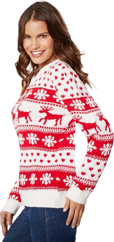 Dressforfun Weihnachtspulli Winterzauber weiß und rot für Damen XXL - kostüm kostüm halloween verkleiden partywear karneval kostüm karneval partywear - 303339