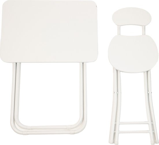 Ceruzo Kinder-Klapptisch mit Stuhl - Weiß - klappbar - MDF - Metall