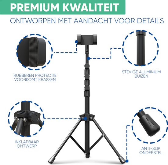 Serve Tablet Stand - Stativhalterung Stativ für Smartphone & Tablet - Inkl. Tragetasche & Bluetooth-Fernbedienung - iPad Tablet Halterung Rednerpult Aluminium - Schwarz