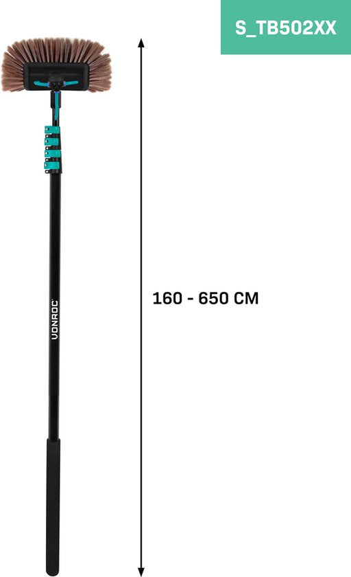 VONROC Teleskop-Waschbürste - 6,50m und Wasserenthärter - Komplett-Set