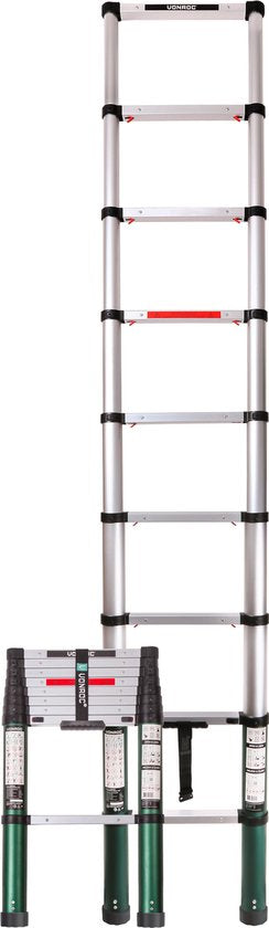 VONROC Professional Teleskopleiter - 2,6m - mit Soft-Close - Sicher & solide