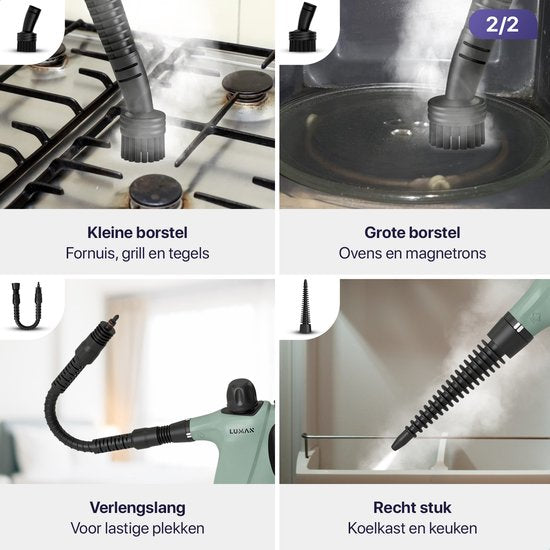 LUMAN - 16 in 1 Dampfreiniger C3 - Handdampfreiniger - Steam Lock Funktion - 1050 Watt - 450 ML - Grün