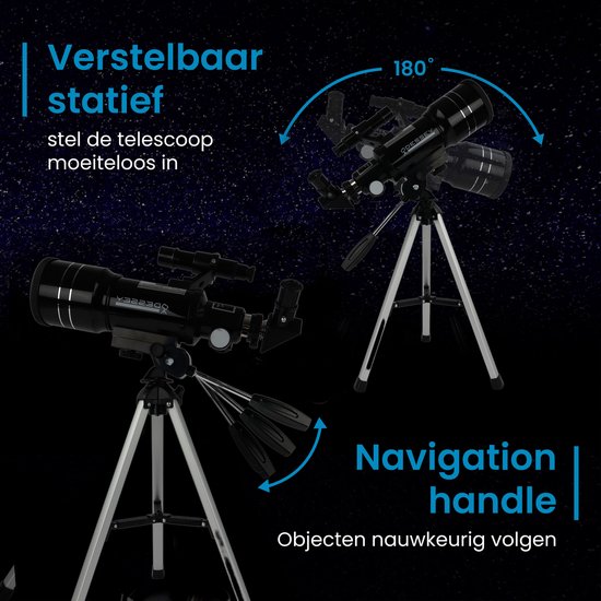 ODESSEY Milky Way Teleskop - 150x Vergrößerung - 70 mm Refraktor - Tischstativ - Für Kinder und Erwachsene