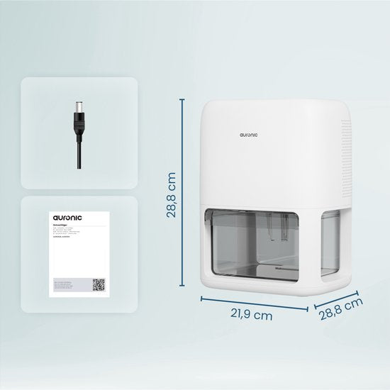 Auronic Luftentfeuchter Mini - Geeignet für Wohnzimmer, Büro, Schlafzimmer, Babyzimmer und mehr - Geräuschlos - Weiß
