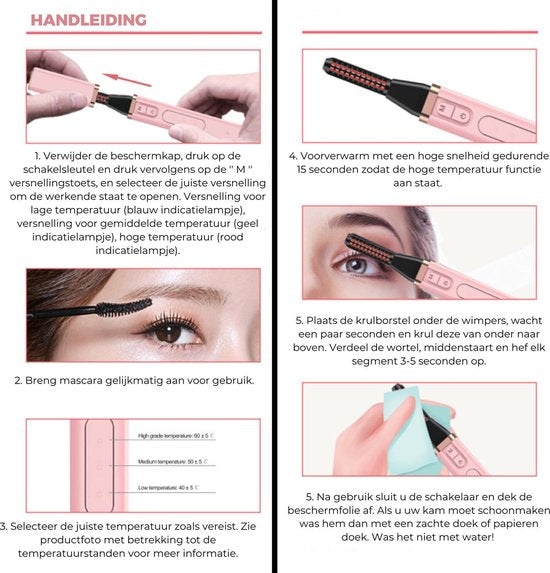 MoreWomen Wimpernzange - Elektrisch - Beheizbar - 3 Stufen - 24-Stunden-Ergebnis - Inkl. Wimpernbürste