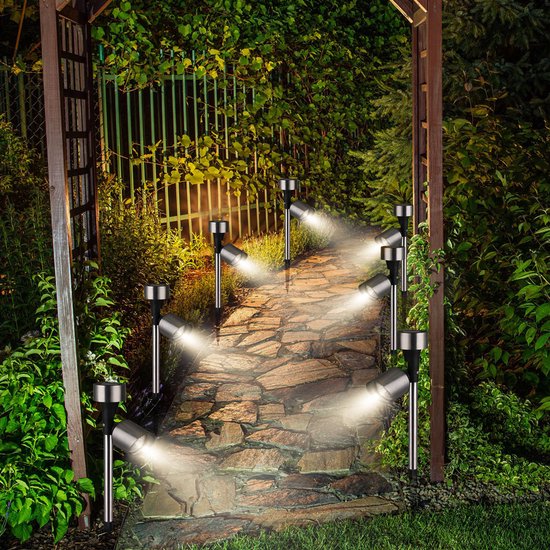 Monzana 6er Set LED Solar - Gartenleuchte - Edelstahl