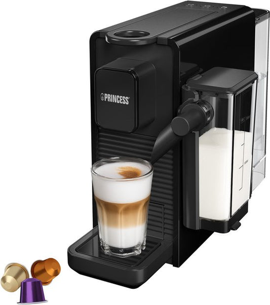 Princess Kapsel-Kaffeemaschine mit Milchaufschäumer - 249455 - Geeignet für Nespresso - 20 Bar - Espresso, Cappuccino & Latte - Kompakt - Automatisches Milchsystem - 1400 W