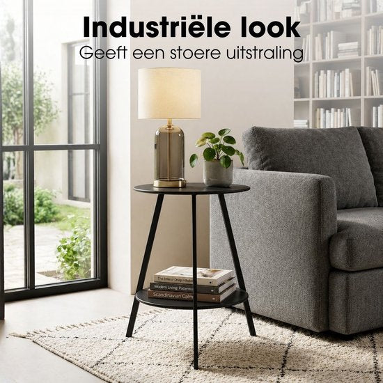 Mica Decorations Seattle Beistelltisch, rund, für den Außenbereich – Couchtisch – Salontisch für den Außenbereich – Auch als Pflanzentisch oder Pflanzenständer geeignet – Metall – 58 x 46 cm – Schwarz