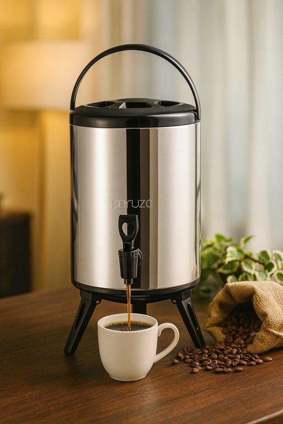 Ceruzo Thermos-Getränkespender - 10 Liter - Edelstahl - Isolierter Spender mit Zapfhahn