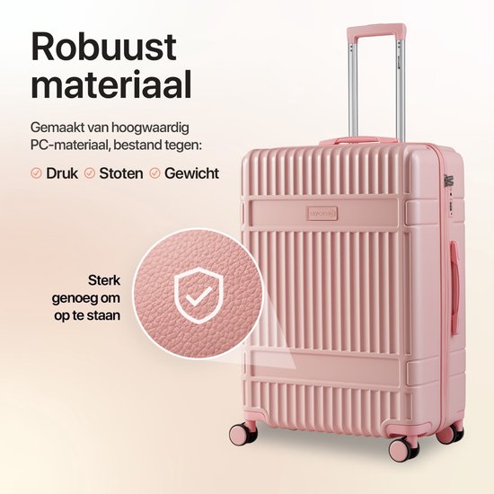 SKYCASES Classic Heritage - Großer Reisekoffer - TSA-Schloss - 76x52x30 cm - 100L - XL Rollkoffer - 360° geräuschlose Rollen - Leichtgewicht - Trolley - Pink