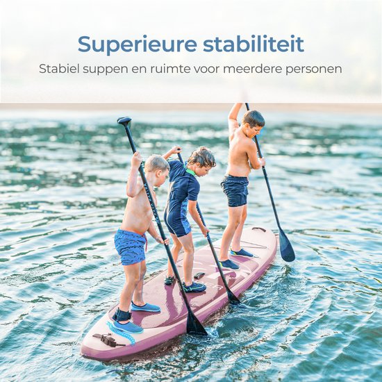 Supper Sup Board - Max. 120KG - Aufblasbar - Paddle Board - Pumpe - Finne - Leash - Tragetasche - 285 x 76 cm - Pink