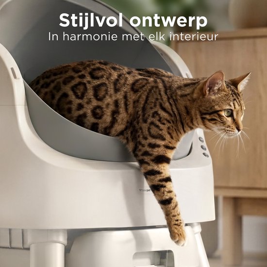TrevoPet® Automatisches Katzenklo - Selbstreinigend & Sicher - Für Katzen bis zu 12KG - Inkl. Matte, 60 Abfallbeutel & Zubehör - 10L Abfallbehälter - Weiß & Grau