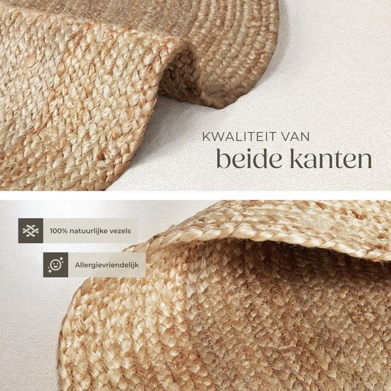 tectake - Handgewebter Teppich - Strapazierfähiger und pflegeleichter Teppich - Rund - Jute natur - Erhältlich in verschiedenen Größen - Natur - Ø 200 cm