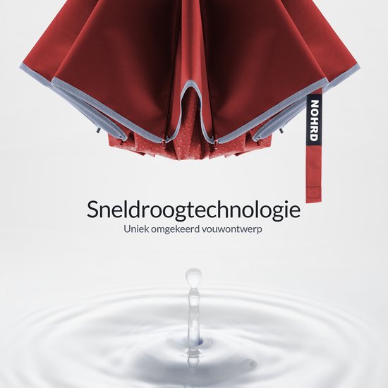 Nohrd Storm Umbrella - Bordeaux Rot - Regenschirm faltbar - Sturmsicher 108 km/h - Sturmschirme - Automatisch auf- und abklappbar - Reflektierend - Regenschirme - Inkl. Schutzhülle