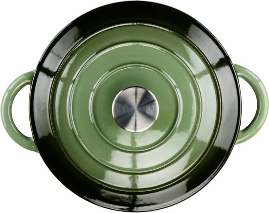 alpina Gusseisen-Kasserolle mit Deckel - Auflaufform ⌀ 24 cm - Alle Wärmequellen - Grün
