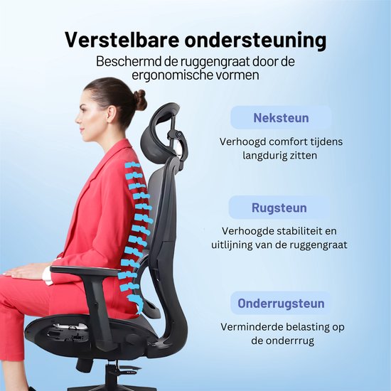 GAME HERO® Trader X1 Ergonomischer Bürostuhl - Bürostuhl für Erwachsene - 130KG - Schwarz