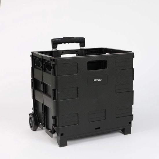 Ceruzo Einkaufswagen mit klappbarer Kiste - 30 Liter mit 2 Rädern- klappbar- Einkaufskiste-Schwarz
