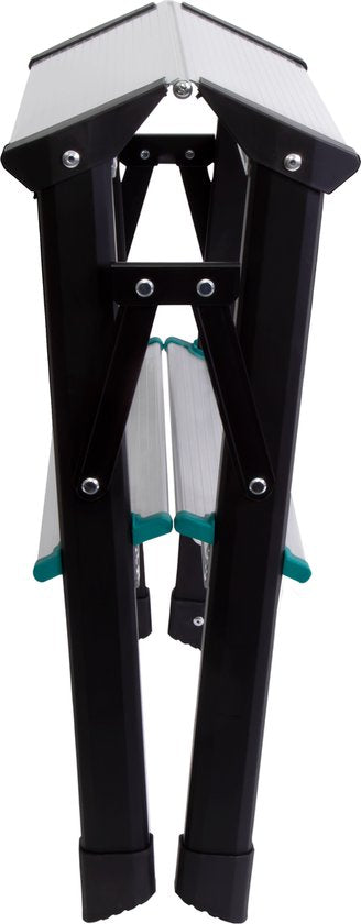 VONROC PRO Doppelstufenleiter 2 Stufen - klappbare Arbeitstreppe/Haustreppe - max. Belastbarkeit 150kg - rutschfest