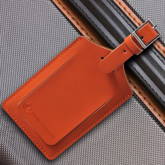 EverNeeds Gepäckanhänger - Gepäckanhänger für Koffer - Gepäckanhänger - PU Leder - Orange - 2 Stück