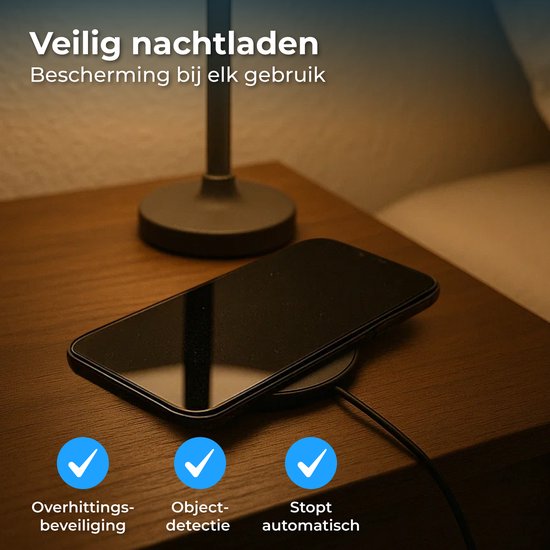 Nuvance Wireless Charger - 15W Schnellladegerät - geeignet für Magsafe - Wireless Charger - inkl. Usb-C Kabel - Schwarz