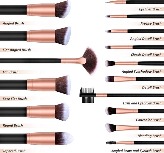 Bestope Make up Pinsel Set mit Beauty Blenders 16 Stück - Pinselset - Pinselreiniger - Pinsel - Rose Gold