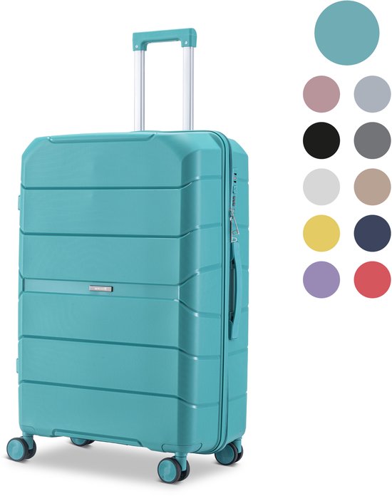 SKYCASES Urban Adventurer - Mittlerer Reisekoffer - Zahlenschloss - 44x27x66cm - 78L - Reisekoffer mit Kofferschloss - Spinner-Räder - Grün V2