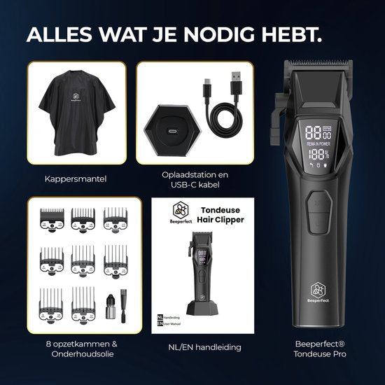 Professionelle kabellose Haarschneidemaschine - Beeperfect® - Haarschneider Herrenkopfhaar - Haartrimmer - Friseur Haar Maschine - Haarschneider - Trimmer Bart - Trimmgerät - Barbier Haarschneider - Barbier Trimmer - 0.5-19MM