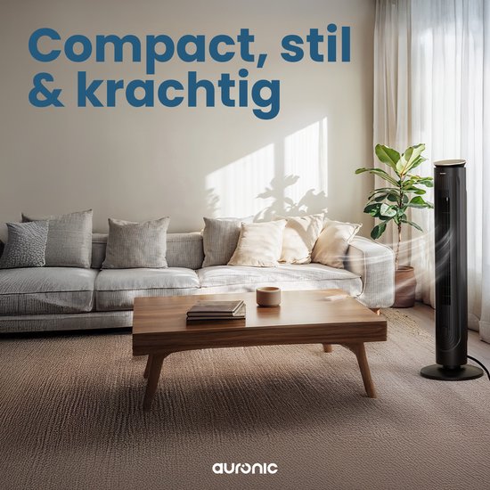 Auronic Turmventilator – 5 Geschwindigkeiten – 90° Oszillation – 105 cm – Schwarz