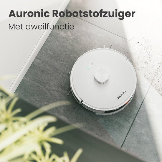 Auronic Staubsaugerroboter - Mit Wischfunktion - WiFi und App - Ladestation - Haustiere - Wischroboter - Lasernavigation - Automatische Entleerungsstation - Weiß