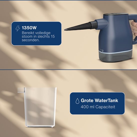 Airsteam S1 Handdampfreiniger - 1350W Leistungsstarker Dampfreiniger mit Touchscreen - 9 Zubehörteile - Fleckenreiniger für Sofa, Boden & Fenster - Kindersicherung - 400ML Wassertank