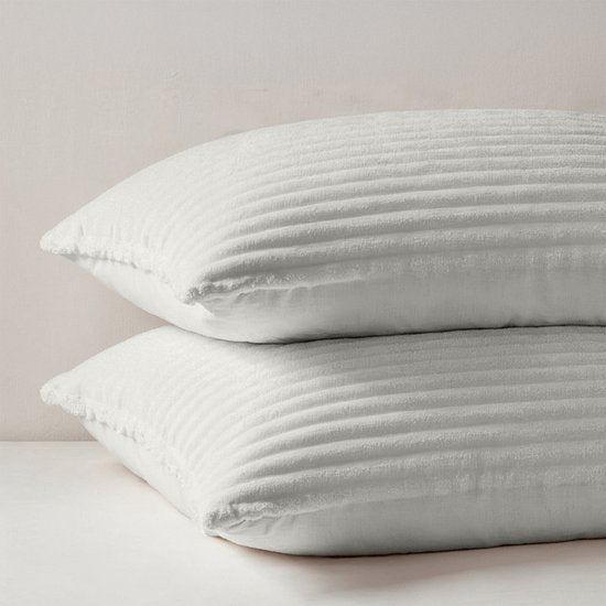 Zydante® Bettbezug Teddy Rib - 200x220 cm - Foggy Dew - mit 2 Kopfkissenbezügen