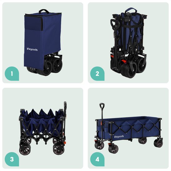LifeGoods Wagon - XXL - faltbar - 300L - 150KG Tragfähigkeit - Blau