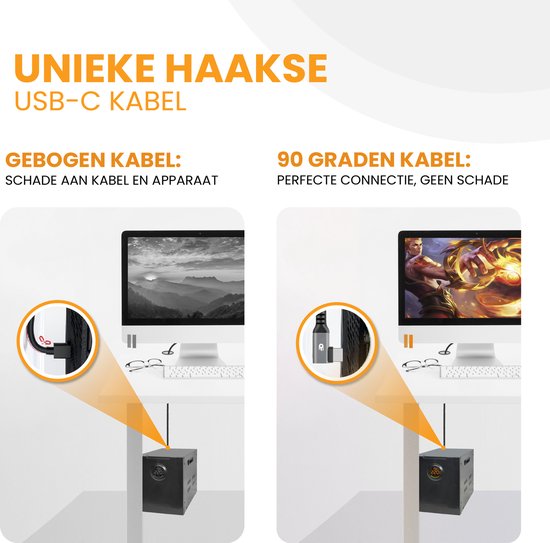 Drivv. USB-auf-USB-C-Kabel - Gewinkelt - Modell 2024 - USB-C-Daten- und Ladekabel - Schnelles Laden / Schnelles Aufladen - 1,5 Meter kurz - Geeignet für Samsung, iPhone 15 und mehr - Grau