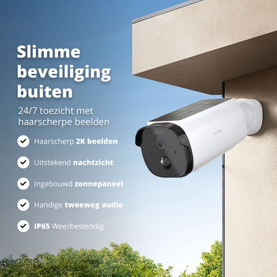 FlinQ Smart Security Camera Sentinel - USB & Solar aufladbar - Outdoor-Kamera mit Solarpanel - Outdoor-Sicherheitskamera - 2K HD - Nachtsicht