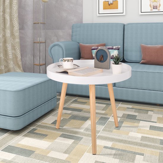 Rootz Beistelltisch - Couchtisch - Nachttisch - Wohnzimmer-Akzent - Lounge-Stand - Beistelltisch - Weiß - 50 x 44 cm (ø x H)