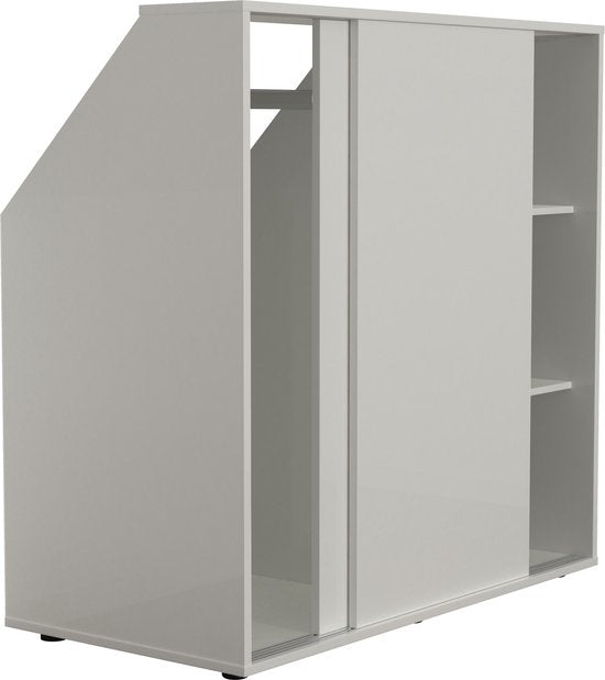 VDD - Kleiderschrank für Dachschräge - Spanplatte - 100x100x50 - 45° - Schiebetüren - Weiß
