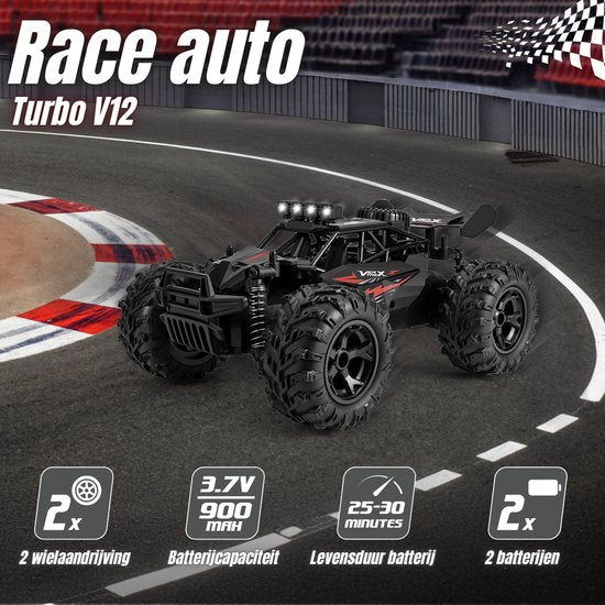 Vertrex Turbo V12 RC Fernsteuerbares Rennspielzeug - Erwachsene & Kinder - Outdoor - Schwarz
