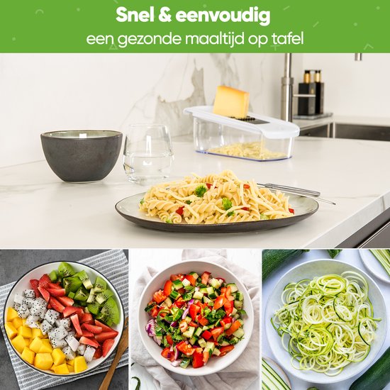 Stosh Mandoline - Gemüseschneider - Zwiebelschneider - Spiralschneider - Reibe - 6-teilig - Kunststoff - BPA frei