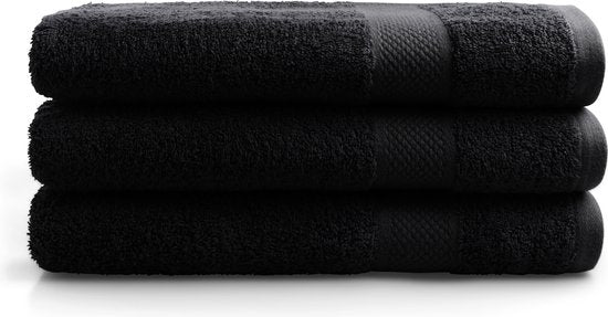 DoubleDry Handtücher 70 x 140 cm - 3er-Set - Hotelqualität 500 g/m2 - Weich & saugfähig - OEKO-TEX Made in Green & BSCI zertifiziert - rabenschwarz