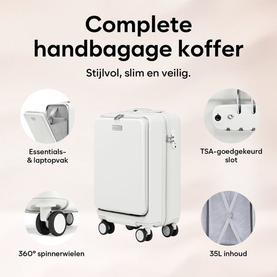 Skycases - Handgepäck Koffer - TSA-Schloss und Laptop-Fach - 35L - 55 cm - Off-white