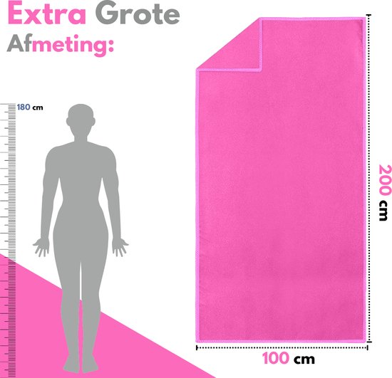 VAIVE Handtuch aus Mikrofaser - Strandtuch 100x200 - Badetuch - Reisehandtuch Schnell trocknend - Pink