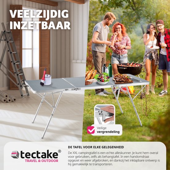 tectakeÂ® - Campingtisch Campingtisch Jumbo klappbar - Aluminiumgestell - 180 x 70 x 70,5 cm