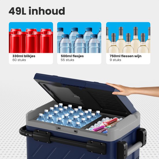 Auronic Kompressor-Kühlbox Elektrisch 12V und 230 Volt - Gefrieren und Kühlen - Kühlbox mit Rädern - 49L - Blau