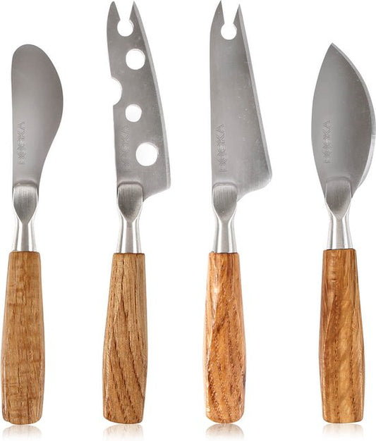 Boska Käsemesserset Mini Oslo - 4-teilig - Eiche und Edelstahl - für alle Käsesorten
