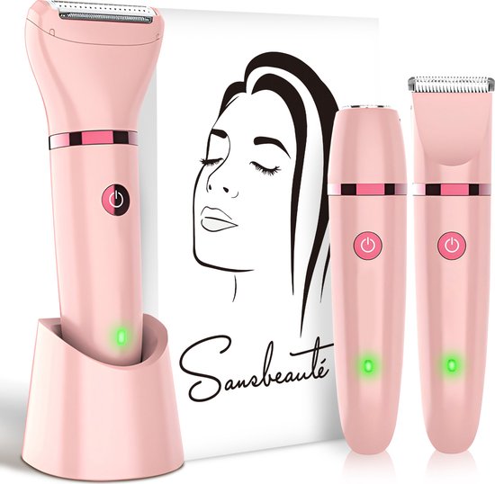Sansbeauté® 3-in-1 Damenrasierer - Für Gesicht, Achseln & Beine - Elektrisch - USB aufladbar - Pink