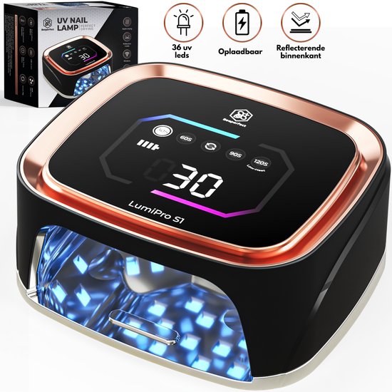 Beeperfect® UV-Lampe Gel-Nägel - Nagellampe - Nagellampe UV Led - Nageltrockner - Kabellos - Reflektierende Innenseite - Rose Gold