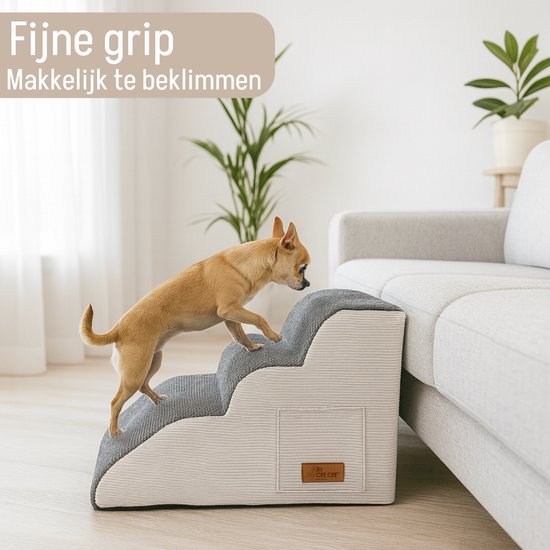By Cee Cee Hundeschritte für Hunde - Hundeschritte Stabil - Hundeschritt - 3 Stufen - 40x57x40cm - Grau - Odi